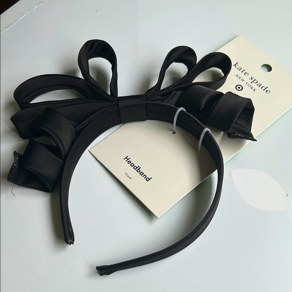 Kate Spade Elegant Black Satin Headband NWT